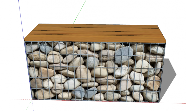 现代圆形石头石笼石墙su模型-图二