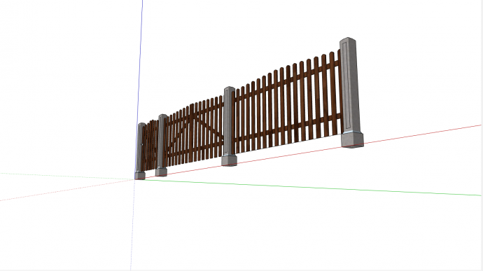 中式三段篱笆栅栏su模型 _图1