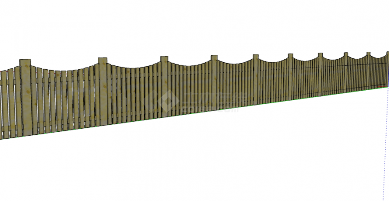 木制黄色镂空篱笆栅栏SU模型 -图二