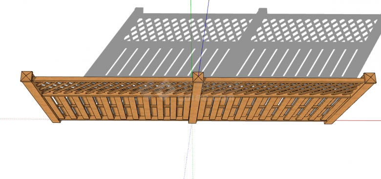镂空的木质篱笆栅栏su模型-图二