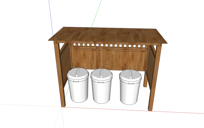  坡屋面小亭子框架中式垃圾桶su模型_图1