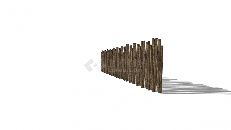 中式木质篱笆栅栏su模型-图一