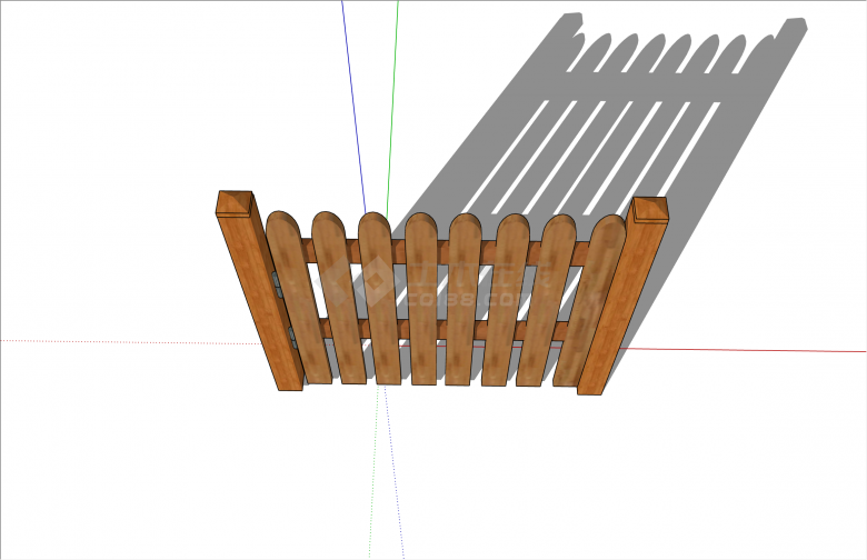 户外现代木篱笆篱笆栅栏SU模型-图二