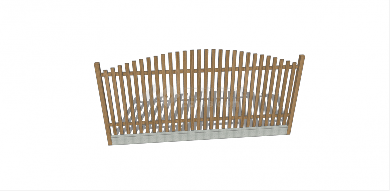 现代木制大理石栅栏su模型-图二