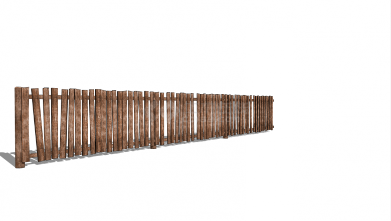 长方体木桩篱笆栅栏su模型 -图二