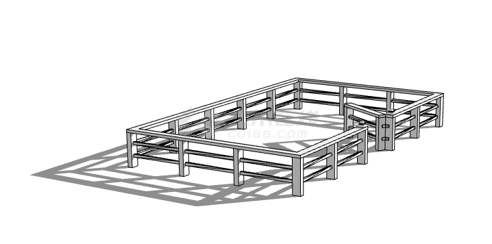白色低矮篱笆栅栏SU模型-图一