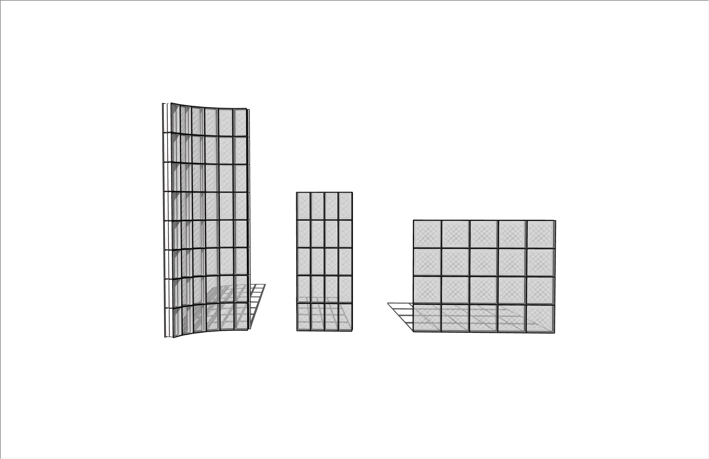 多种类型现代玻璃砖玻璃墙隔断su模型-图一