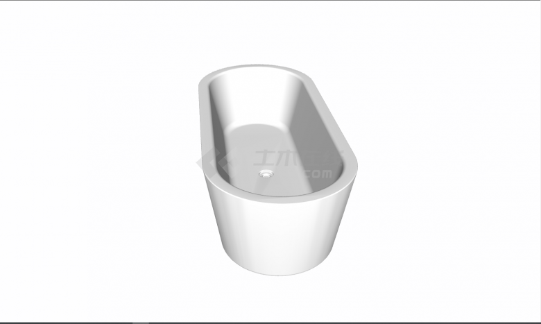 小型白色简约圆型浴缸su模型-图二