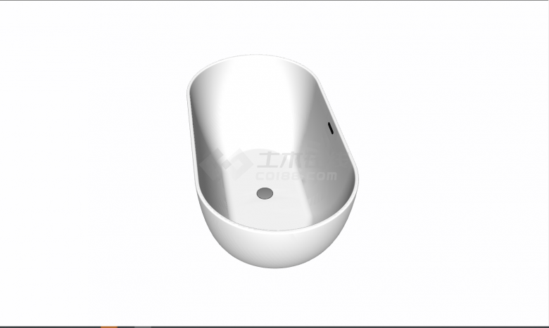 白色椭圆型浴缸淋浴设备su模型-图二
