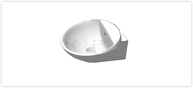碗型深槽陶瓷面盆洗漱台su模型-图二