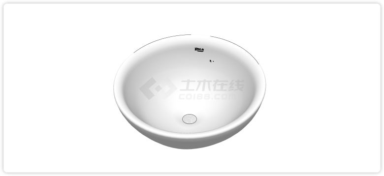 白色陶瓷碗状单个面盆洗漱台su模型-图一