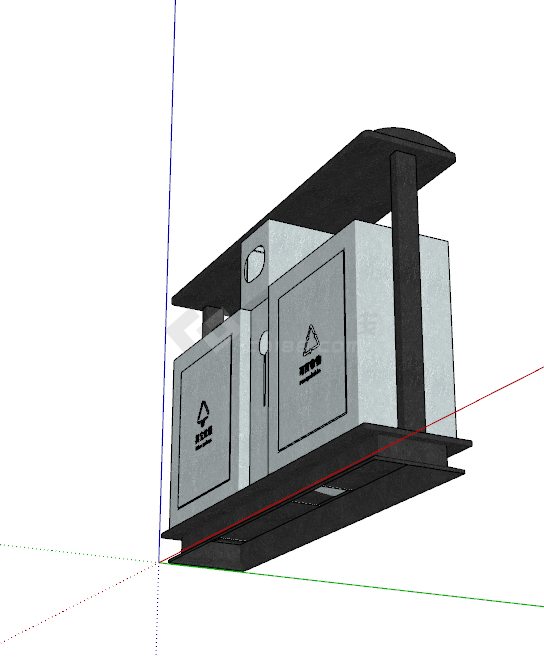  楼道楼梯间分类垃圾箱su模型-图二