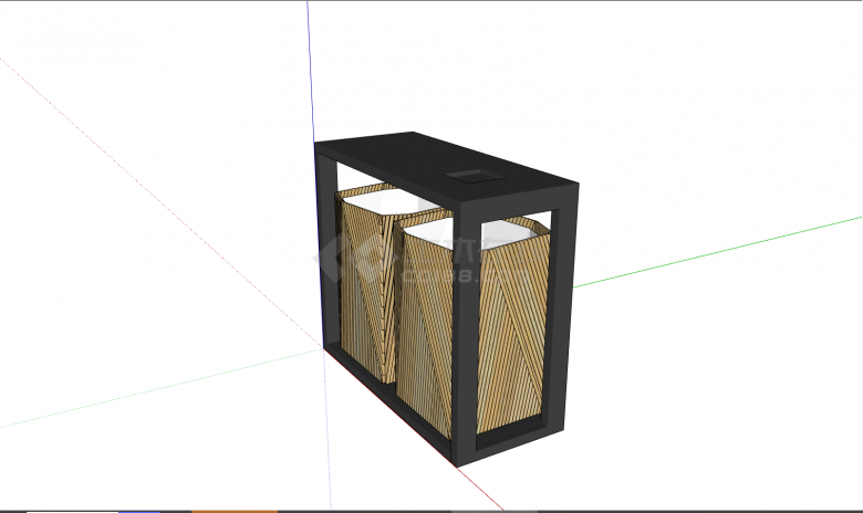  一款木质纹理的造型美观的分类垃圾箱su模型-图二