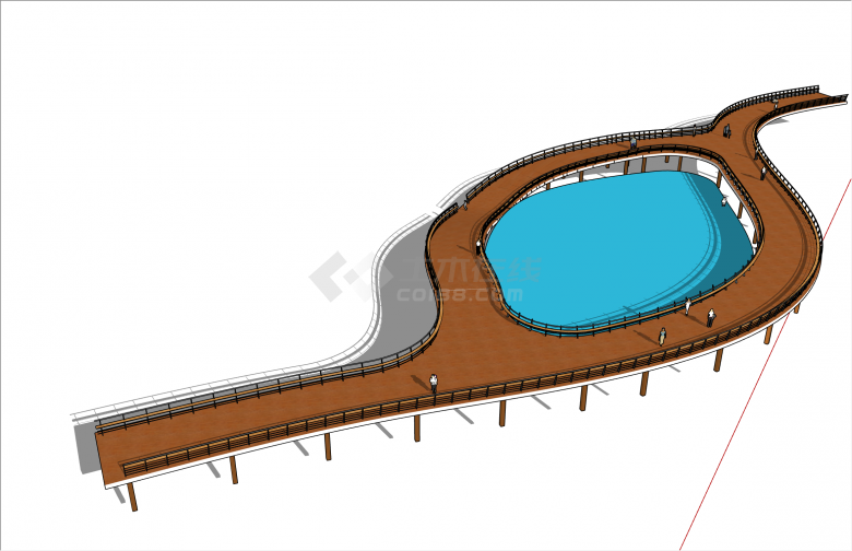 大型现代风格木制景观栈道SU模型-图一