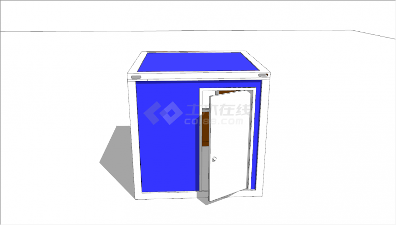 现代蓝色小型活动板房SU模型-图二