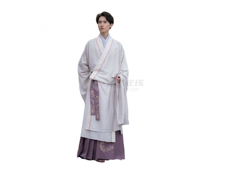 灰白带紫套装儒雅新中式古风人物su模型-图一