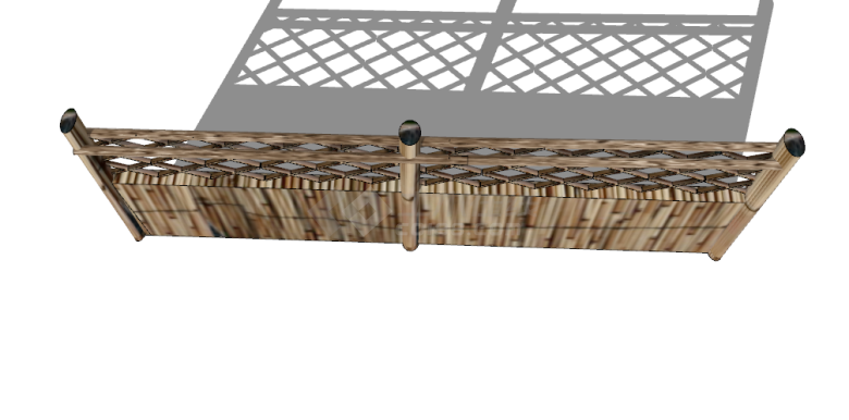 原木制作的篱笆栅栏su模型-图二