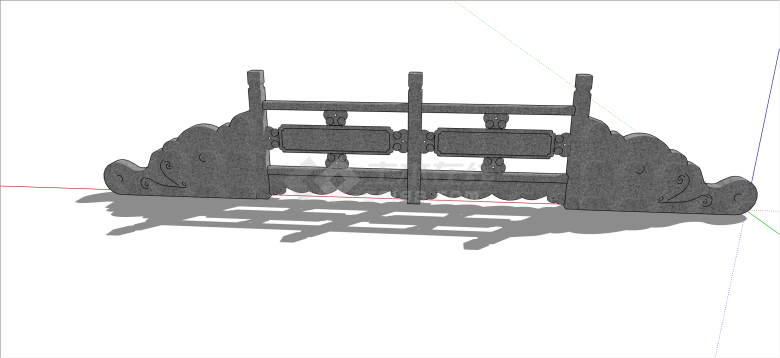 中式经典常用石栏杆su模型-图一