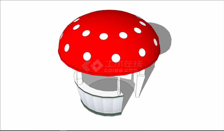 红蘑菇装修简易售卖亭su模型-图二