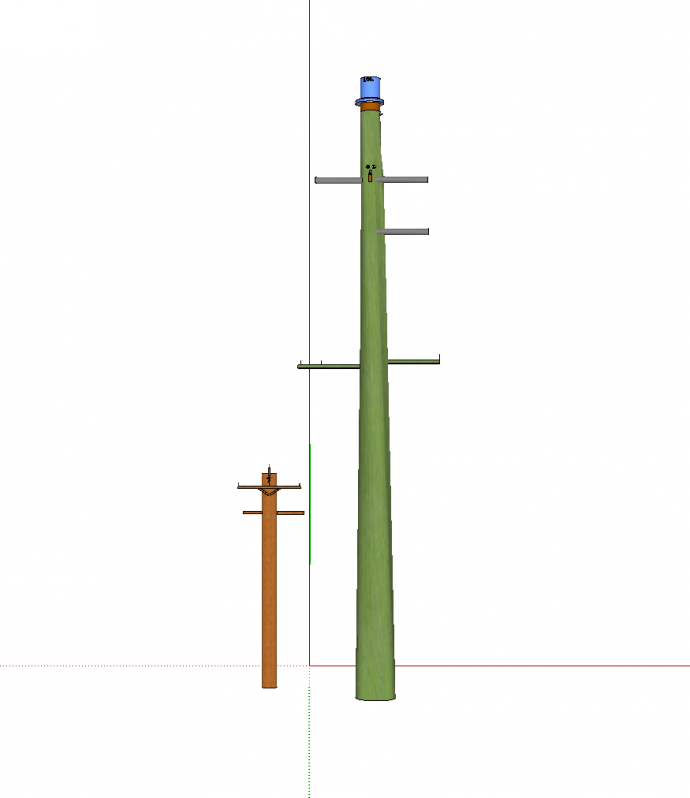 两根电线杆一高一低su模型_图1
