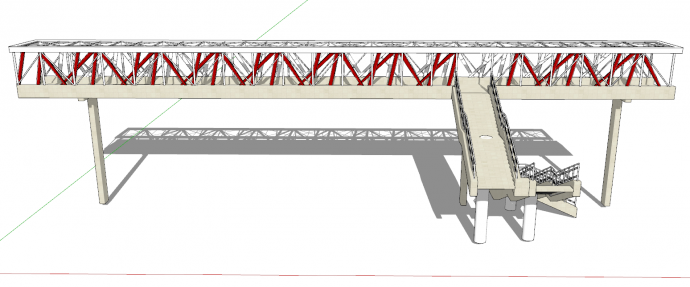 带红白色栏杆支架和拐弯楼梯 的SU304-景观桥_图1