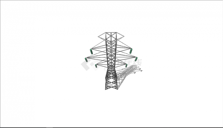 传统铁质塔型电线杆su模型-图一