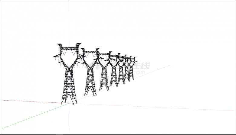七个铁质塔式电线杆su模型-图二