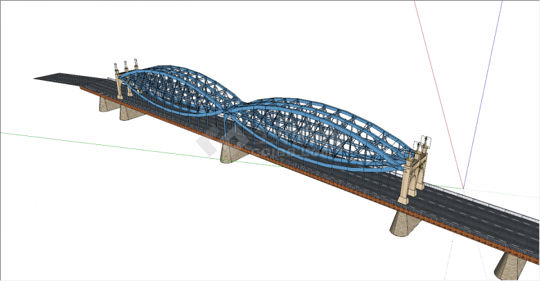 超规模的现代悬索景观桥su模型-图二