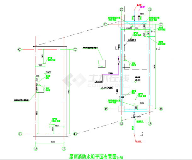 某地京师贵阳实验学校图文楼给排水CAD图纸-图二