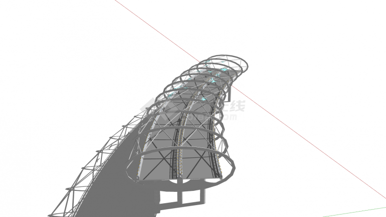 圆筒镂空浅色景观桥su模型-图二