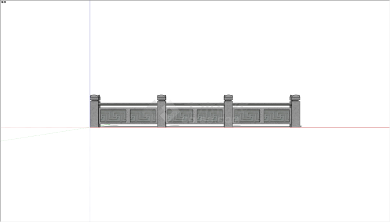 中式仿古矮式石栏杆su模型-图一