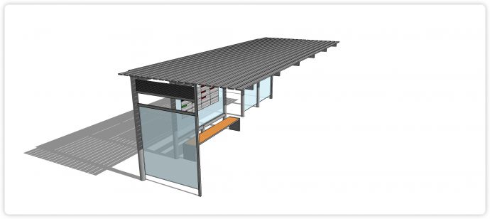 电子公交信息屏玻璃钢结构现代公交车站su模型_图1