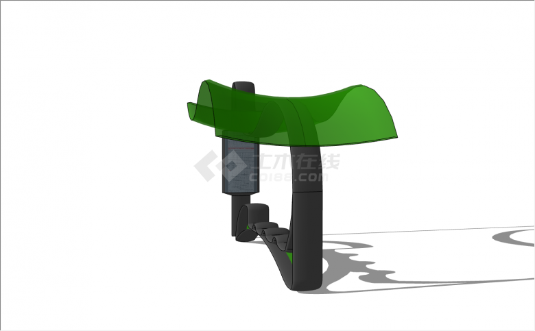 绿色不规则顶波浪形座椅奇特公交站台su模型-图二