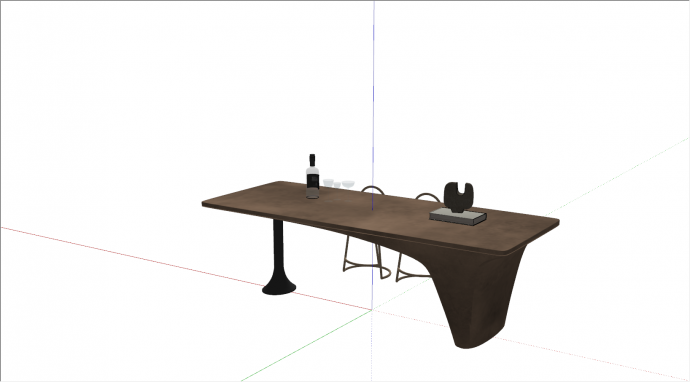 现代特色木桌吧台中岛台su模型_图1