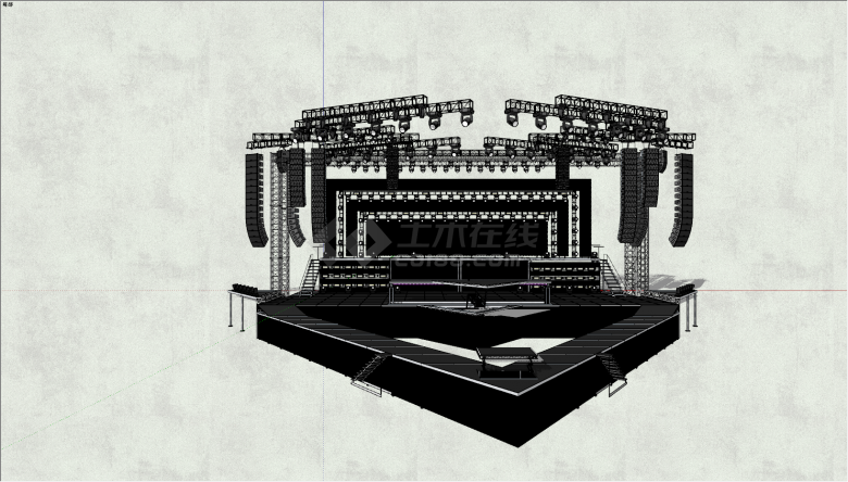 现代黑色三角形舞台su模型-图一