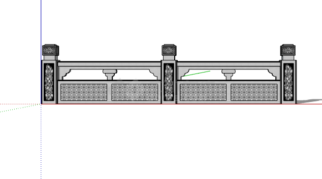 黑色花纹现代石栏杆 su模型-图一