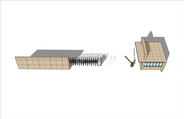 简约瓷砖现代的风格厂区学校大门入口su模型-图二