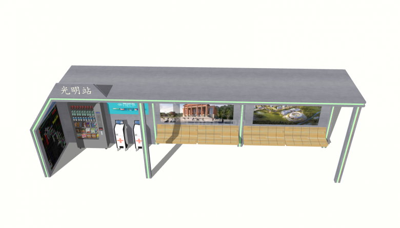 现代新科技公交车站su模型-图二