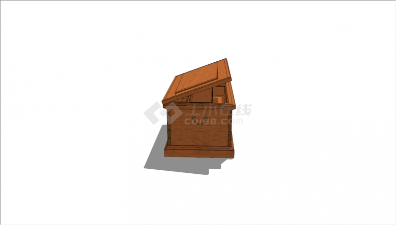 中式木制原木色装饰柜su模型-图二