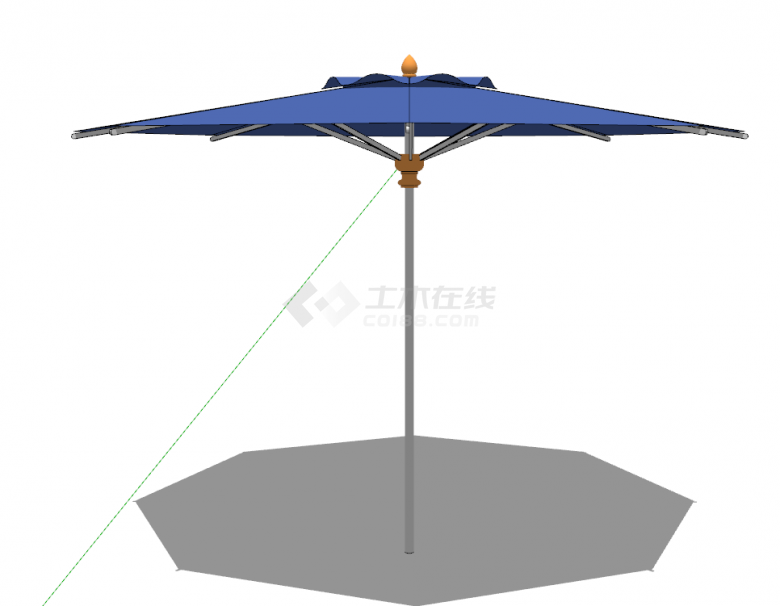 现代蓝色可折叠遮阳伞su模型-图一