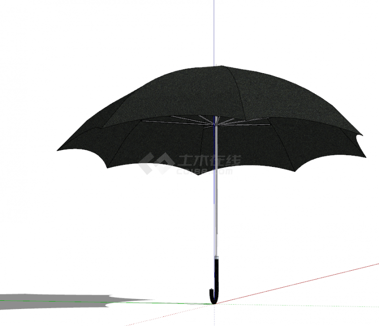 现代黑色手持大雨伞su模型-图二