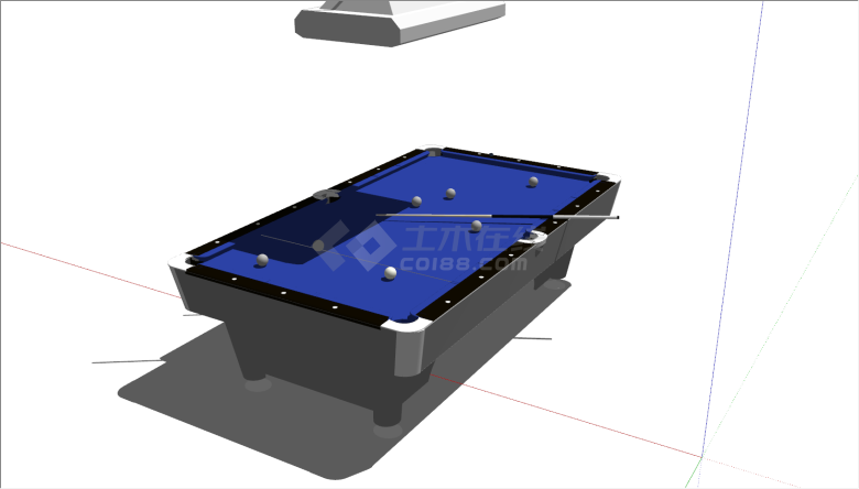 娱乐蓝色桌布台球桌设备su模型-图二