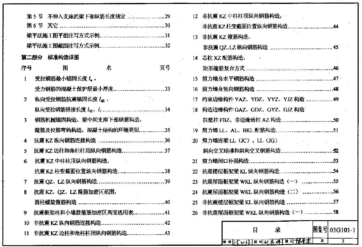 混凝土结构施工图平面整体表示方法制图规则和构造详图图集1-图二