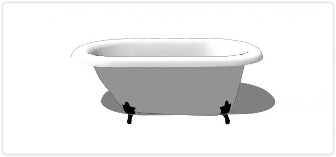 四个金色脚白陶瓷浴缸卫浴su模型_图1