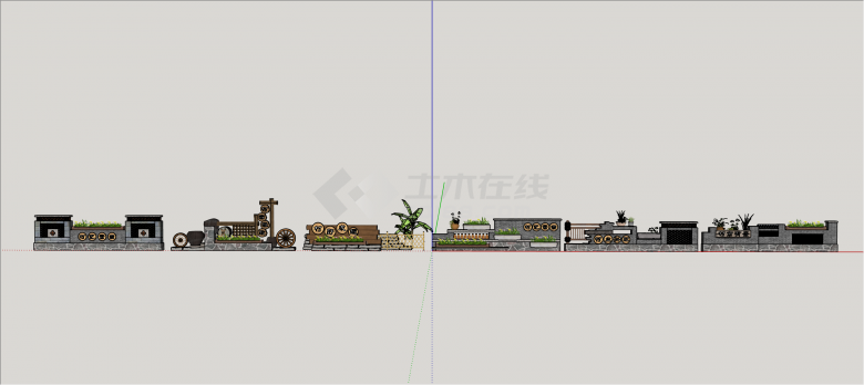 新中式各式各样经典乡村特色矮墙su模型-图二