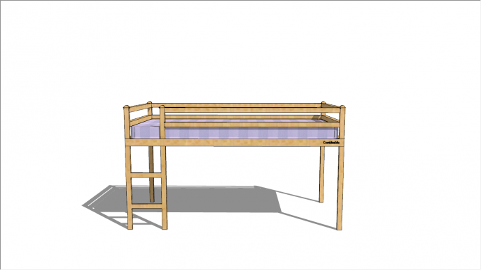小楼梯木制儿童床su模型_图1