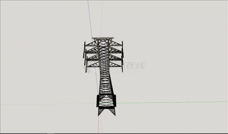 塔式三组拉线棒电线杆su模型-图一