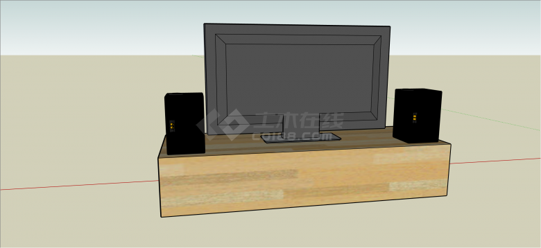 现代木质经典简单电视柜su模型-图一