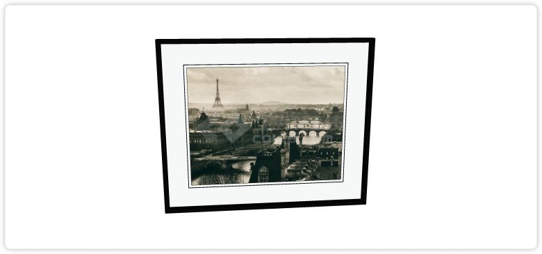黑白埃菲尔铁塔巴黎城景装饰画su模型-图二