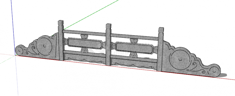 中式仿古石栏杆 su模型-图二